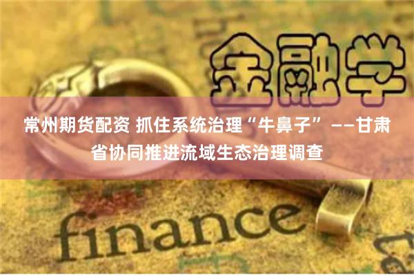 常州期货配资 抓住系统治理“牛鼻子” ——甘肃省协同推进流域生态治理调查